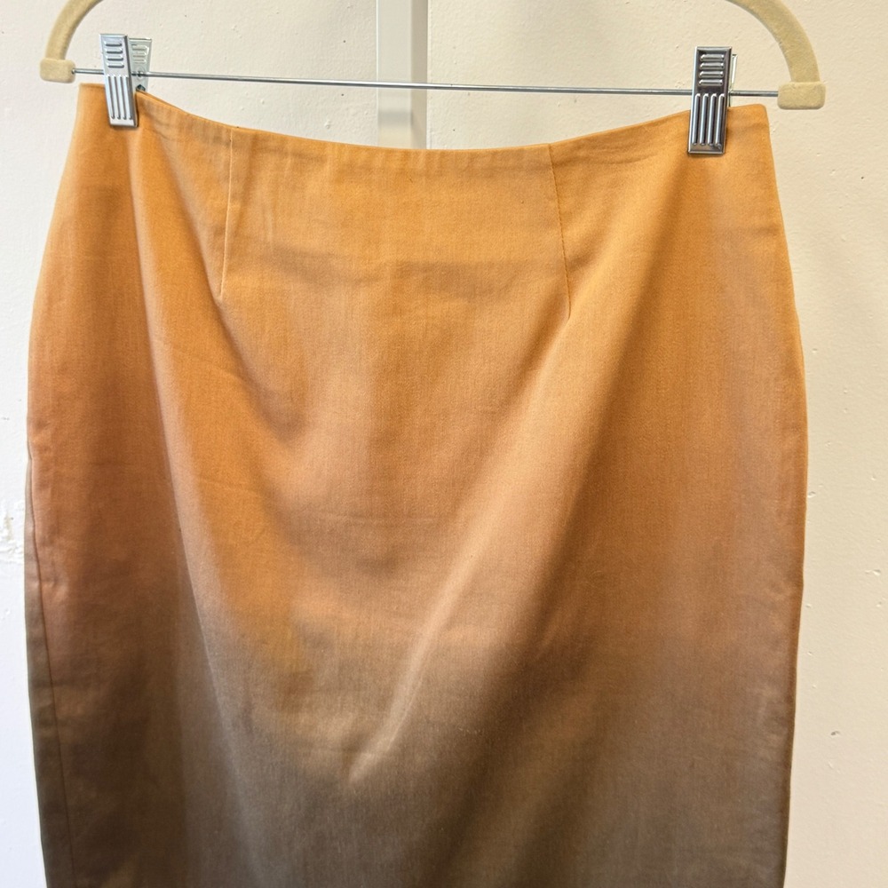 Coldwater Creek Ombre Pencil Skirt Tan Brown Gradient Cotton Blend PS 6-8 - Picture 3 of 8